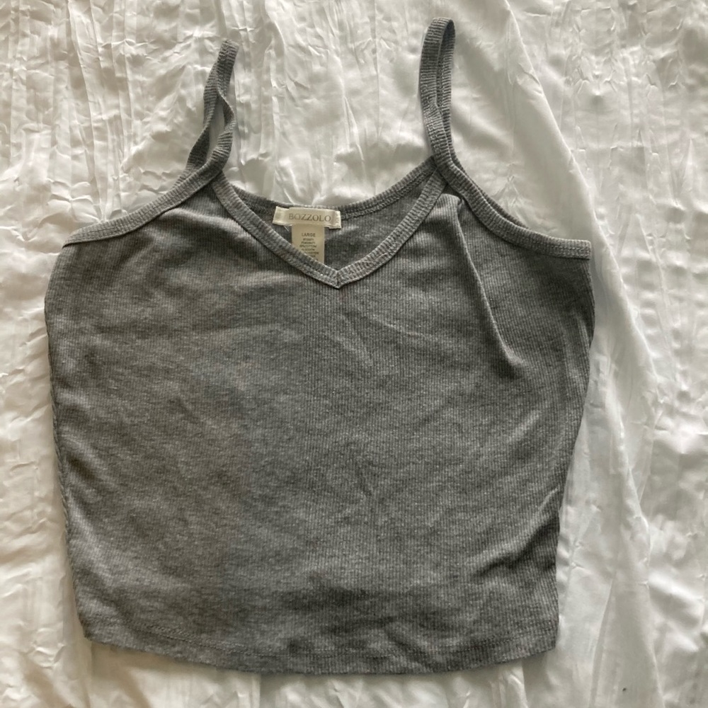 grey ribbed crop tank
